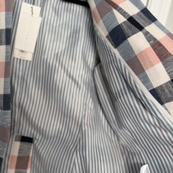 NWT Veronica Bear Women's Pink and Blue Plaid Upcollar Blazer - Size 16 - Picture 4 of 8